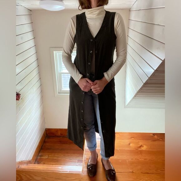 Talbots Olive Green Maxi Dress/Vest - Picture 1 of 12